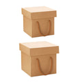 Recyclable Kraft Paper Gift Box with Handles, Pack of 10 - 20 cm Cube - view 3