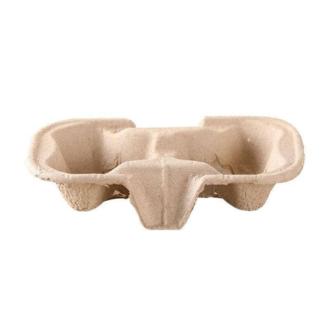 Recycled Paper Pulp Cup Carry Trays, Pack of 100 - 2 Cup