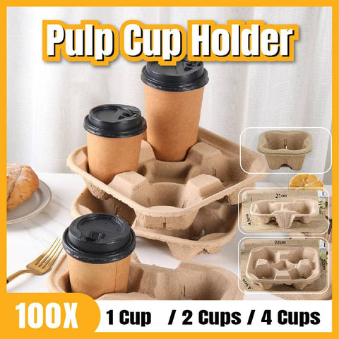 Recycled Paper Pulp Cup Carry Trays, Pack of 100 - 2 Cup - view 2