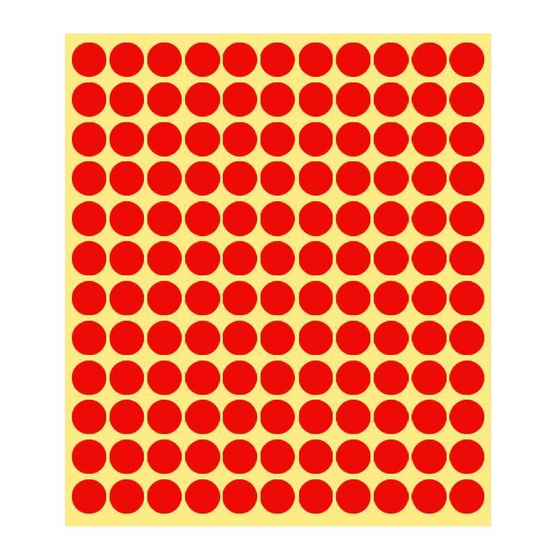 Red Colour Sticker Dots Adhesive Round Labels - 13mm, 132 Dots, 1 Sheet