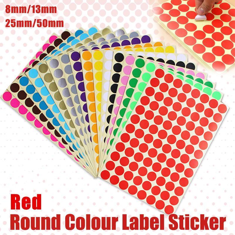 Red Colour Sticker Dots Adhesive Round Labels - 13mm, 132 Dots, 1 Sheet - view 2