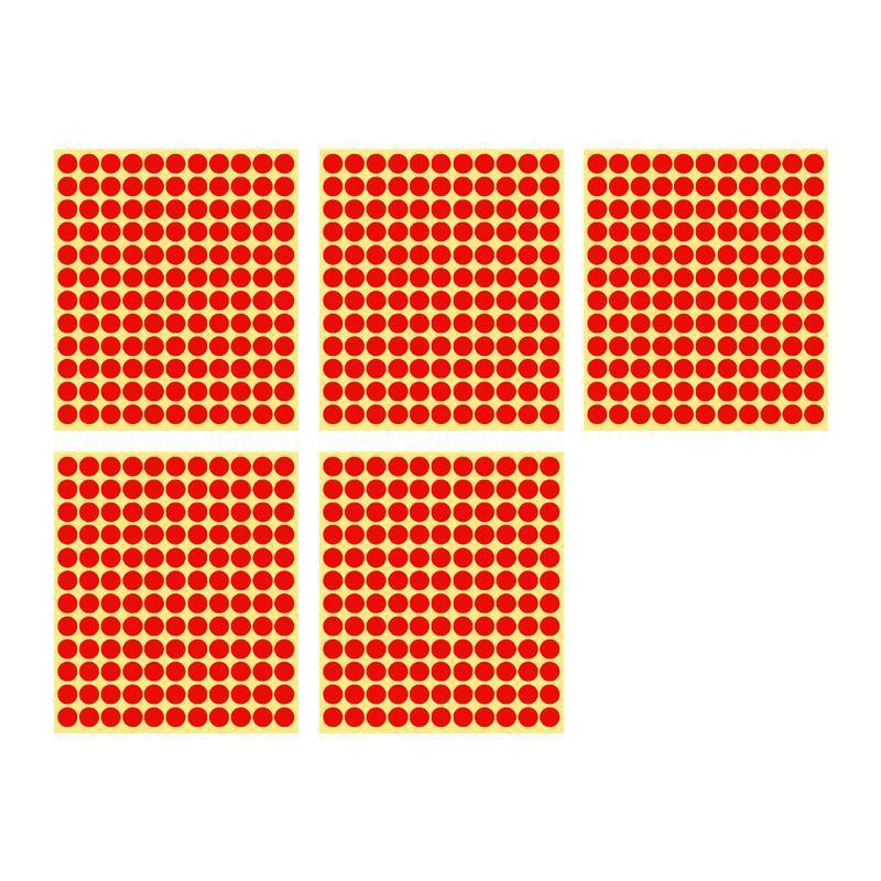 Red Colour Sticker Dots Adhesive Round Labels - 13mm, 132 Dots, 5 Sheets