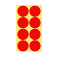 Red Colour Sticker Dots Adhesive Round Labels - 50mm, 8 Dots, 1 Sheet