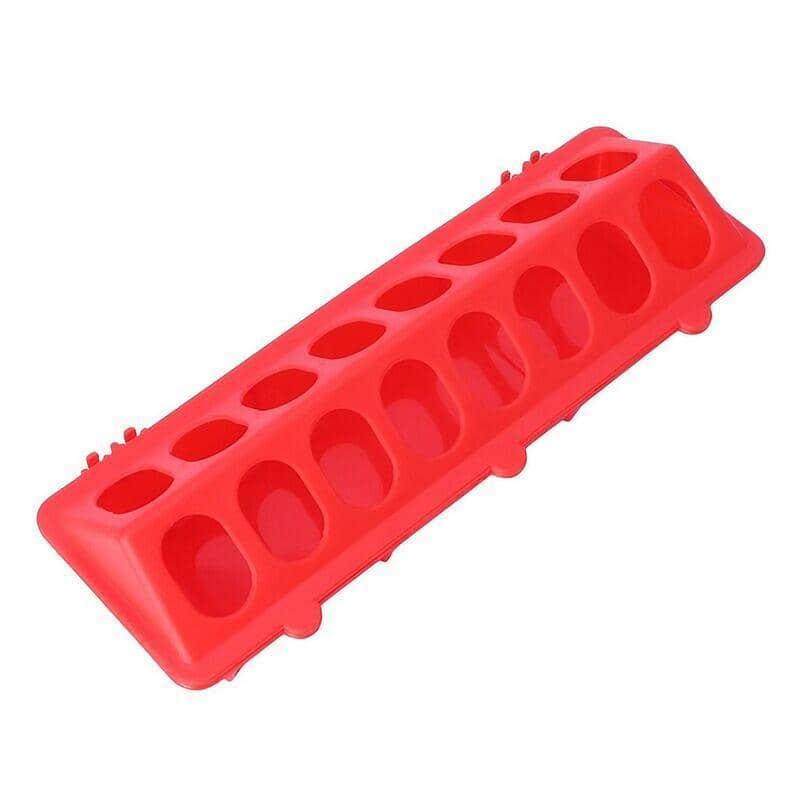 Red Plastic Feeder Storage Trough for Quail, Chicks, Pigeons and Poultry, 30 cm