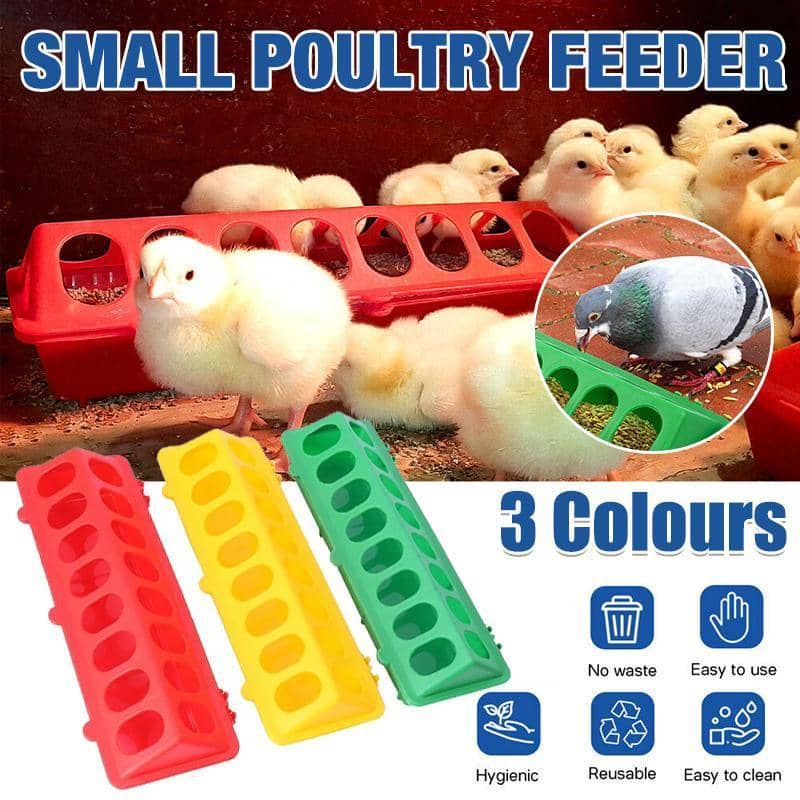 Red Plastic Feeder Storage Trough for Quail, Chicks, Pigeons and Poultry, 30 cm - view 2