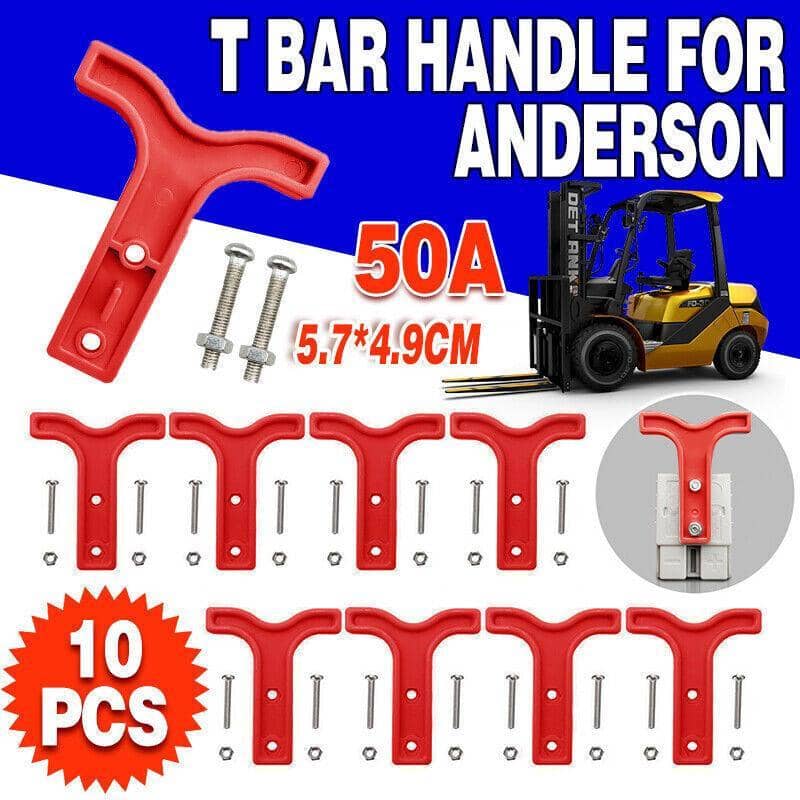Red T-Bar Handles for 50 Amp Anderson Style Plug Connectors - Pack of 10
