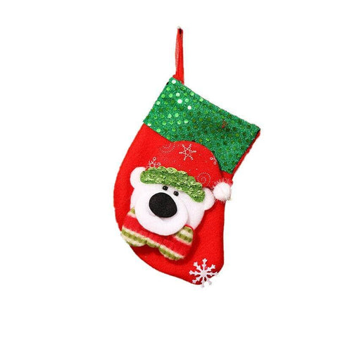 Red Velvet Christmas Stocking Gift Bag - Bear