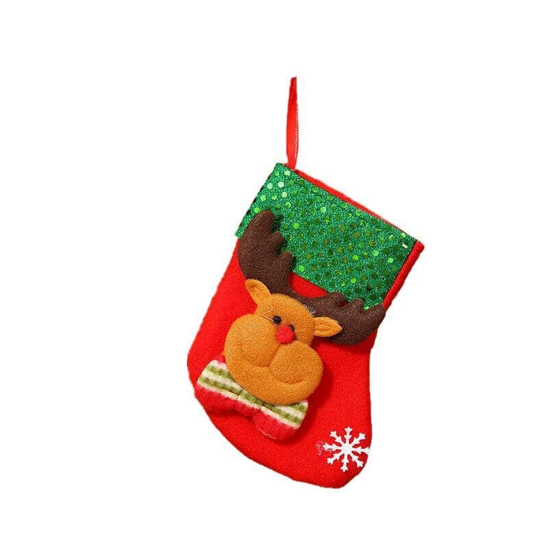 Red Velvet Christmas Stocking Gift Bag - Deer