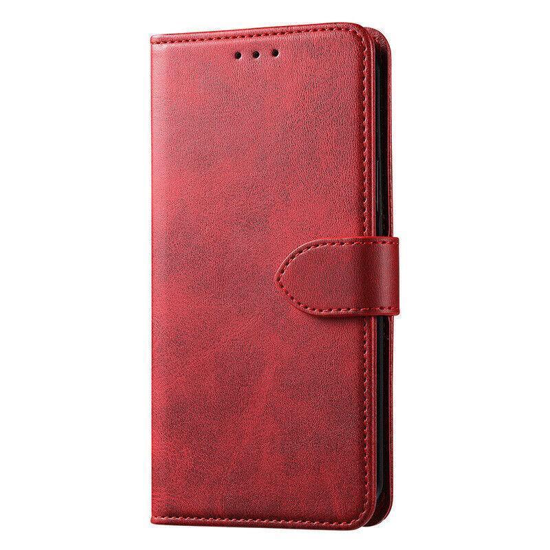 Red Faux Leather Wallet Flip Case with Card Slot - iPhone 12 Mini