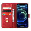 Red Faux Leather Wallet Flip Case with Card Slot - iPhone 12 Mini - view 4