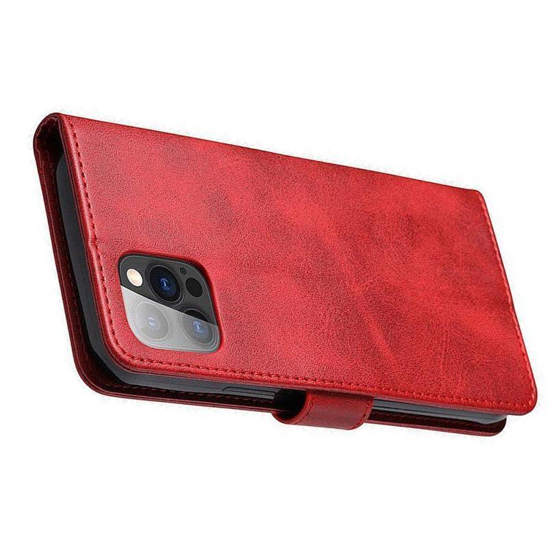 Red Faux Leather Wallet Flip Case with Card Slot - iPhone 14 Plus - view 3