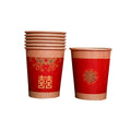 Red Wedding Paper Coffee Cups with Gold Pattern, 500 Piece for Hot and Cold Drinks - view 2
