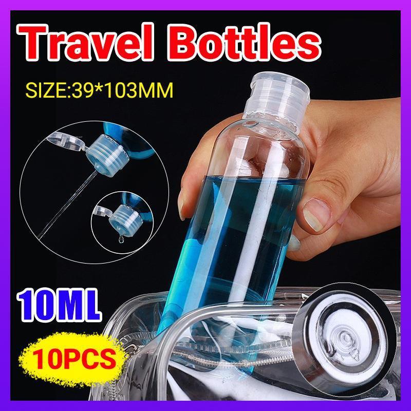 Refillable Clear Travel Bottles with Flip Caps, 100 ml - Pack of 10