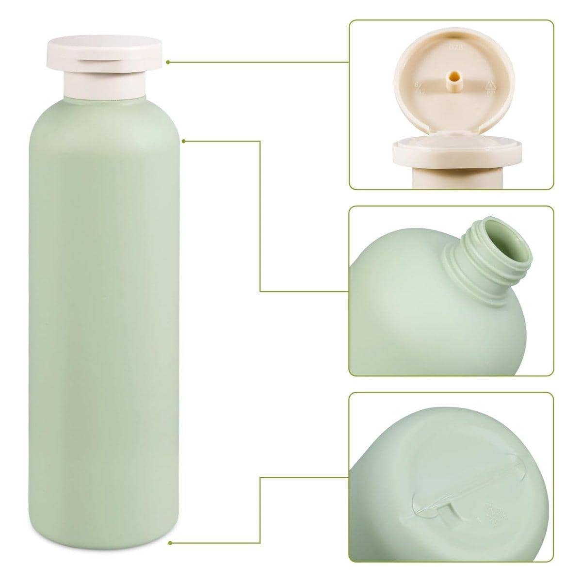 Refillable Green Plastic Travel Squeeze Bottles 400 ml, Pack of 5 - view 5