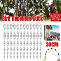 Reflective Bird Repeller Rods, Wind Twisting Deterrent, 30 cm - Silver, Pack of 12