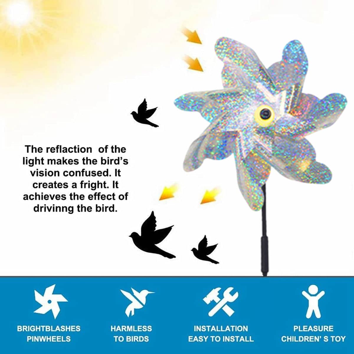 Reflective Bird Repeller Windmill Garden Spinner - Pack of 10 - view 4