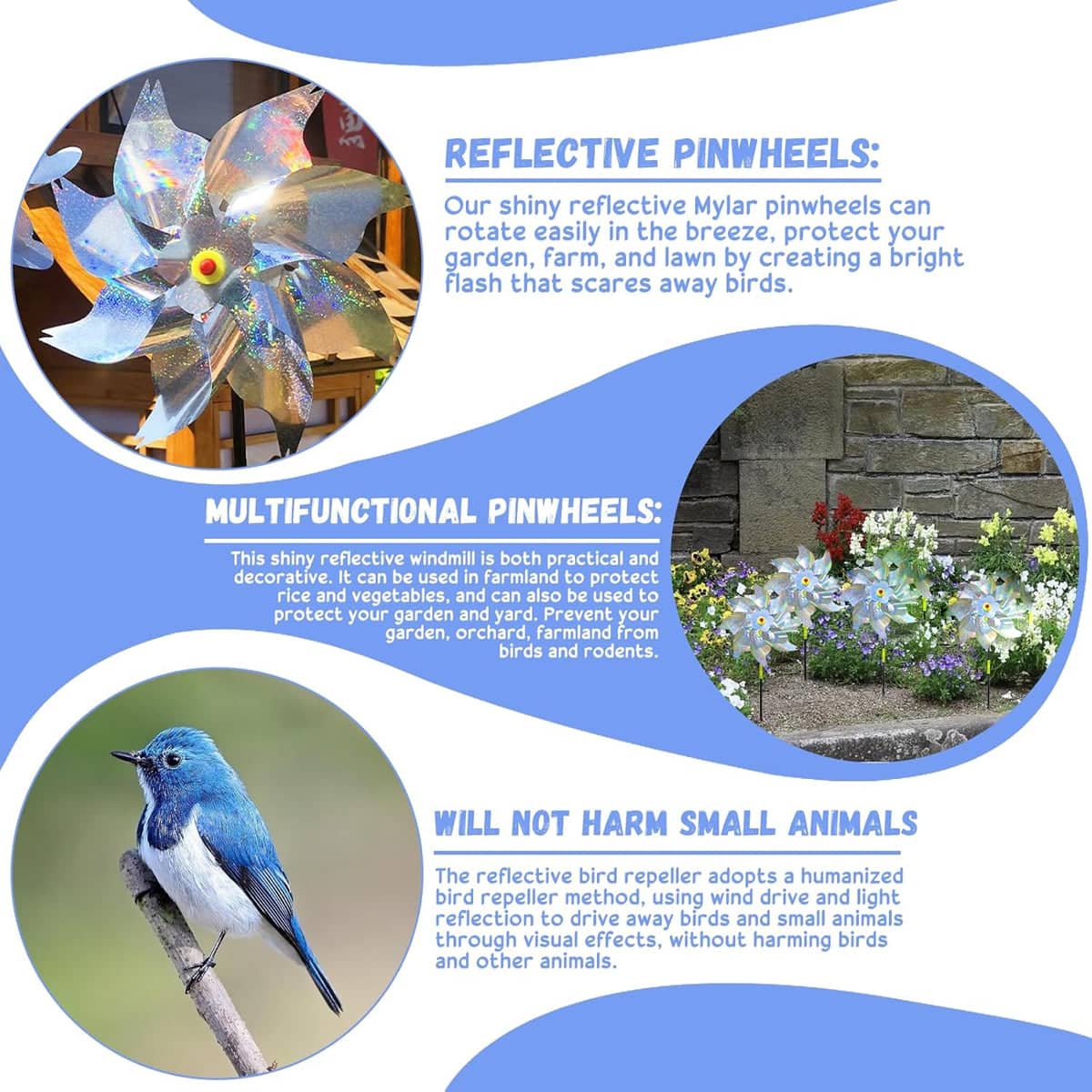 Reflective Bird Repeller Windmill Garden Spinner - Pack of 10 - view 5