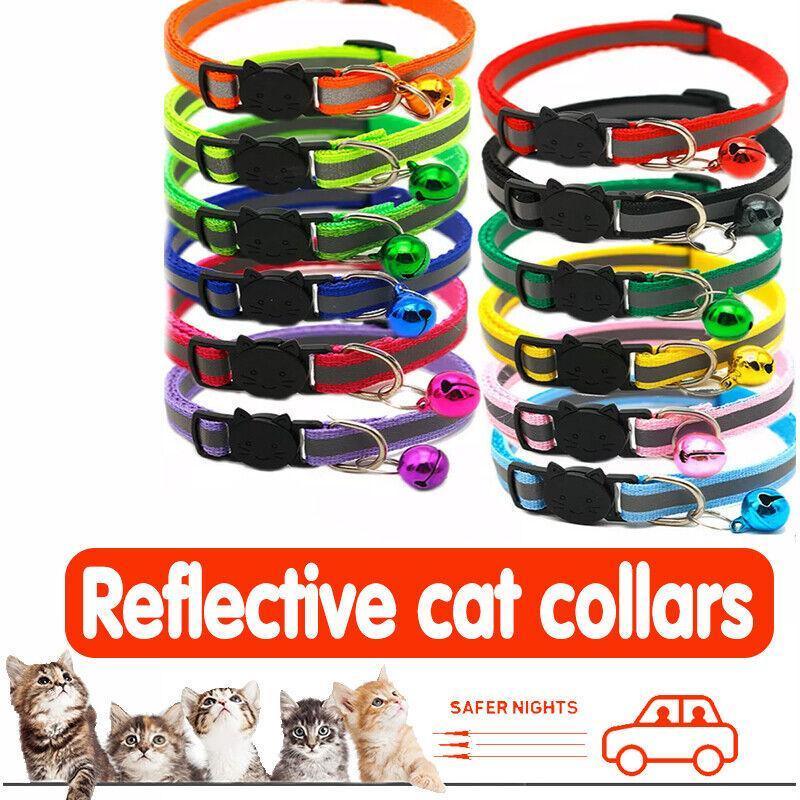 Reflective Cat Collar with Breakaway Buckle and Bell - Red - view 2