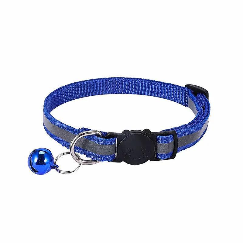 Reflective Cat Collar with Breakaway Buckle and Bell - Royal Blue