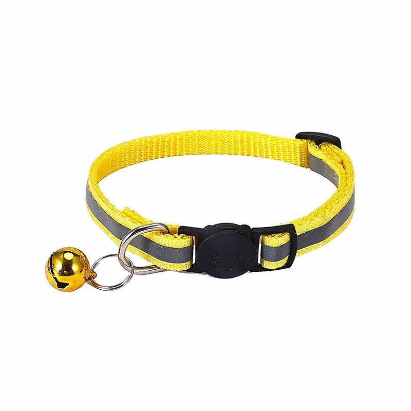Reflective Cat Collar with Breakaway Buckle and Bell - Yellow