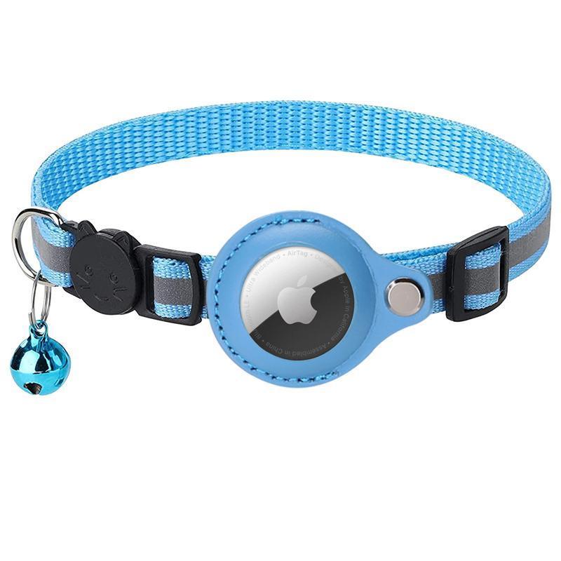 Reflective Cat Collar with Holder for AirTag, 22-32cm - Blue