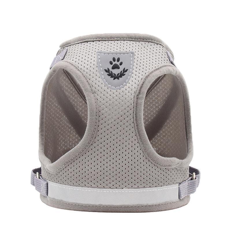 Reflective Dog and Cat Harness with Leash - Grey, Small (Bust 29-33 cm)