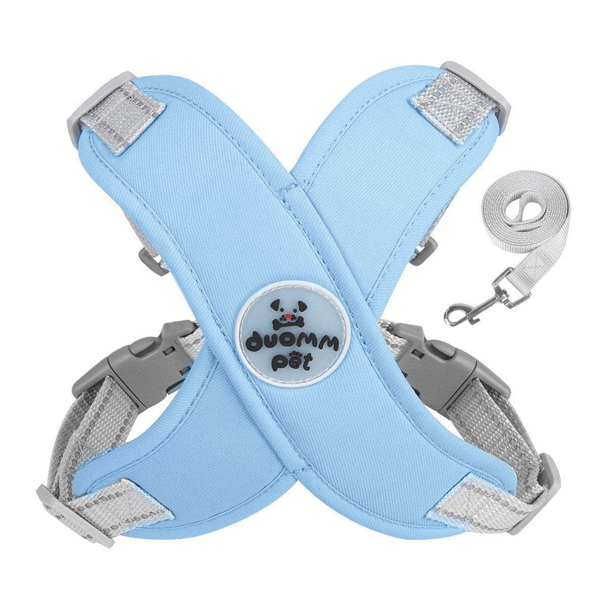 Reflective Dog Harness Vest with Leash - Blue, Medium (Neck 42-52 cm) - view 2