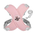 Reflective Dog Harness Vest with Leash - Pink, Large (Neck 48-60 cm)