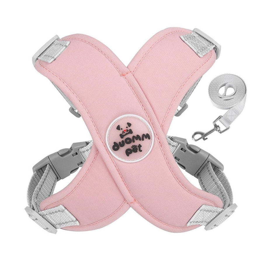 Reflective Dog Harness Vest with Leash - Pink, Large (Neck 48-60 cm)
