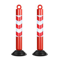 Reflective Warning Posts - Pack of 2, 80 cm Red and White with Rubber Base - view 2