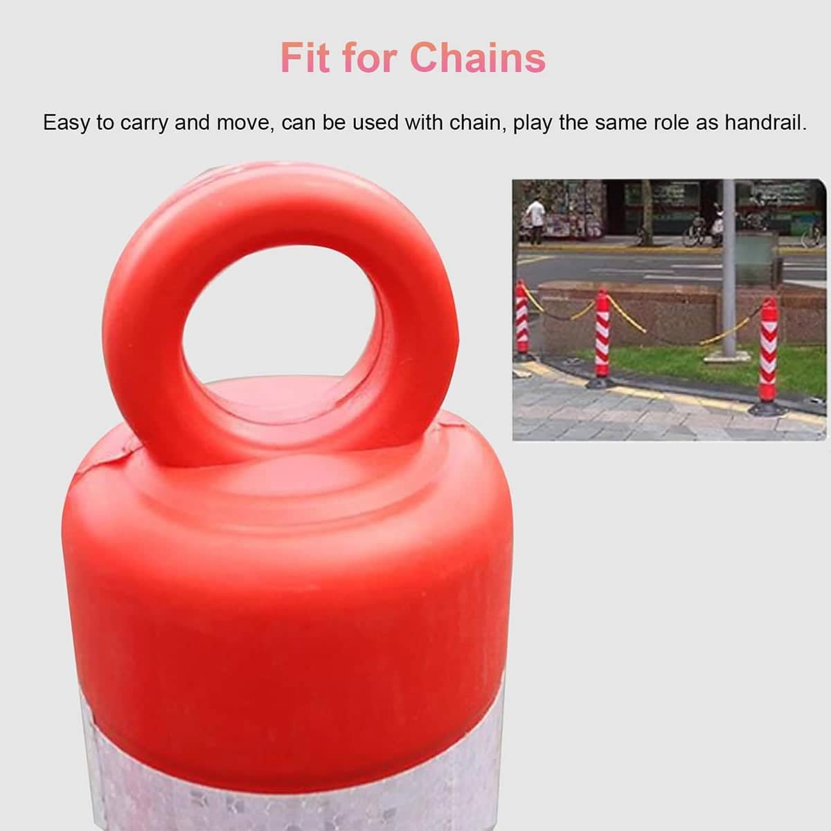 Reflective Warning Posts - Pack of 2, 80 cm Red and White with Rubber Base - view 4