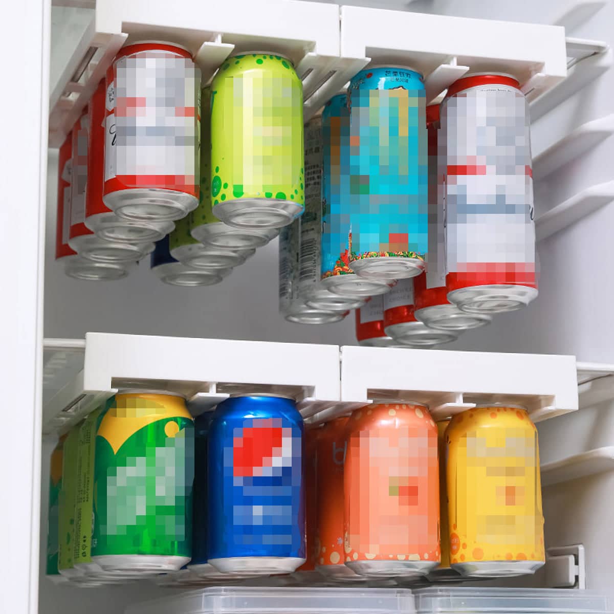 Refrigerator Hanging Can Storage Rack - White - view 4