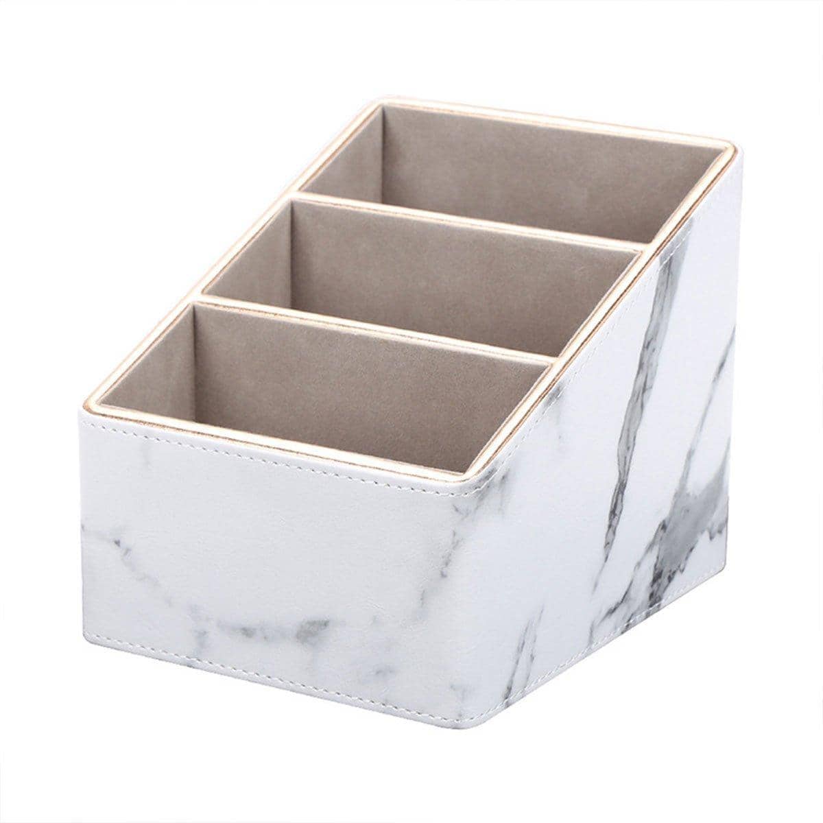 Remote Control Holder Storage Box, White Marble - Gold Trim - view 2
