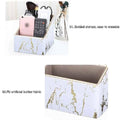 Remote Control Holder Storage Box, White Marble - Gold Trim - view 4