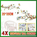 Removable Birds on Tree Branch Wall Stickers, 25 x 35 cm Sheets - Pack of 4