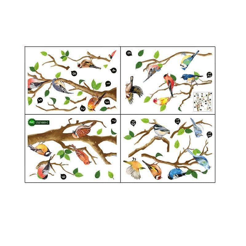 Removable Birds on Tree Branch Wall Stickers, 25 x 35 cm Sheets - Pack of 4 - view 2