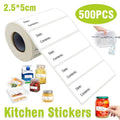 Removable Food Storage Labels, Kitchen Date and Contents Stickers - Roll of 500