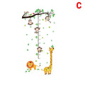 Removable Kids Wall Height Chart Sticker - Monkeys on a Tree Branch, Giraffe and Lion