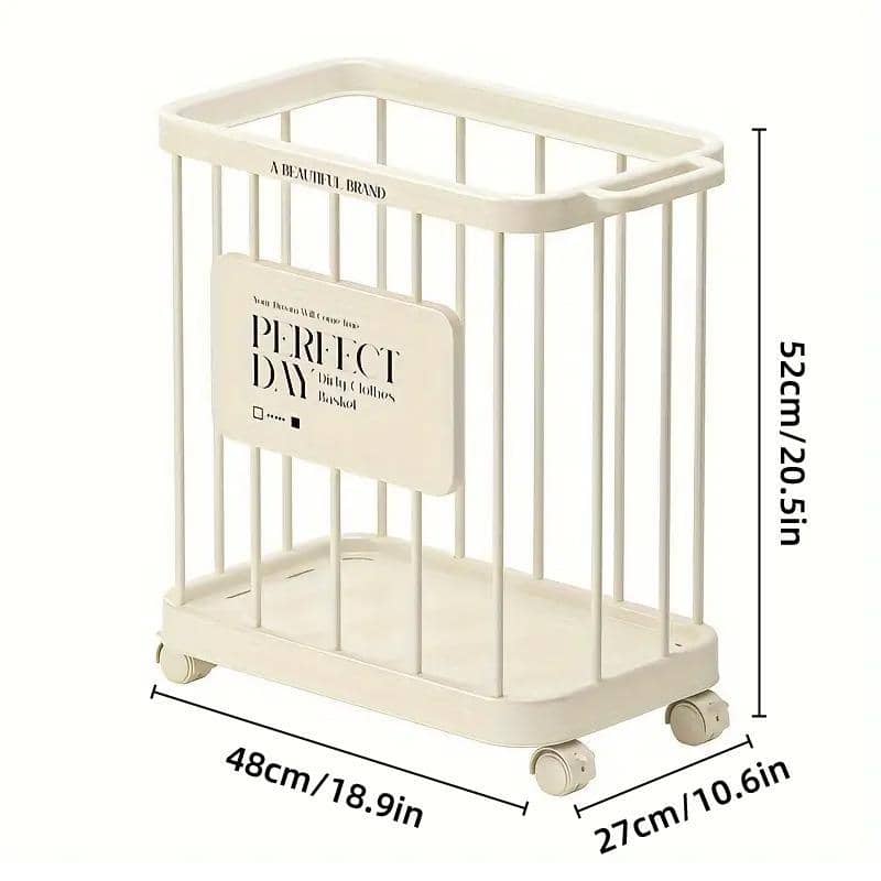 Removable Laundry Basket with 360 Degree Silent Wheels, Cream - view 3