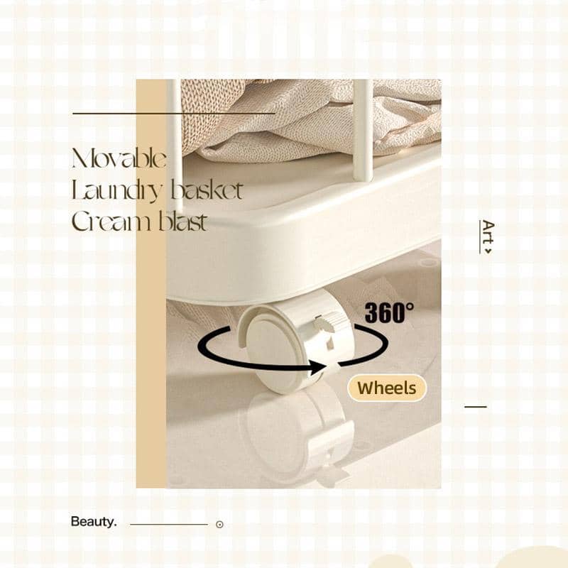 Removable Laundry Basket with 360 Degree Silent Wheels, Cream - view 5
