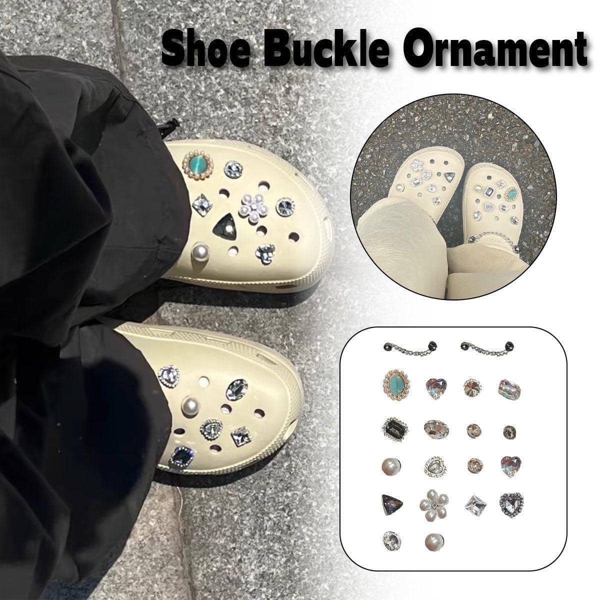 Removable Retro Metal Pearl Shoe Buckles, DIY Accessories for Cave Shoes