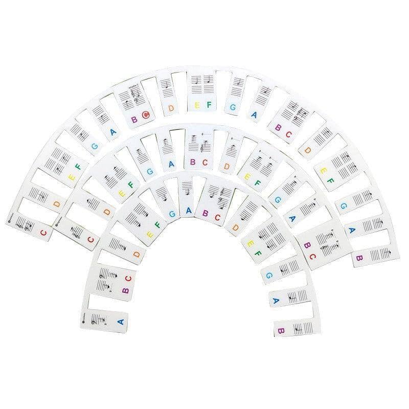 Removable Silicone Piano Note Labels for 88-Key Keyboards - Multicolour