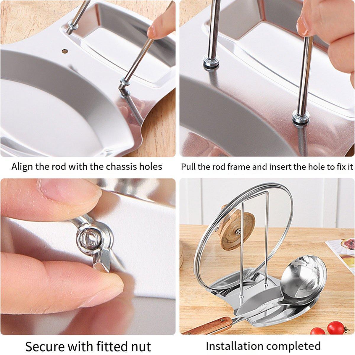 Removable Stainless Steel Pot Lid and Spoon Rack with Drip Tray - view 5