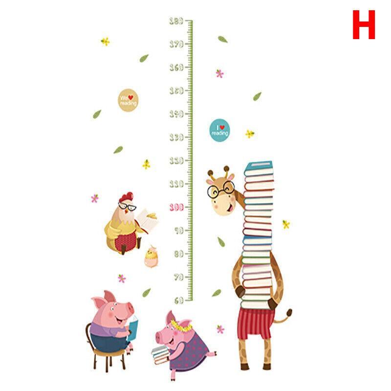 Removable Wall Height Chart Sticker Growth Ruler Decal - Giraffe and Reading Pigs