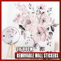 Removable Wall Stickers Watercolour Dusty Pink Flowers and Leaves for Home Decor