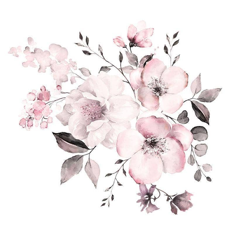 Removable Wall Stickers Watercolour Dusty Pink Flowers and Leaves for Home Decor - view 2