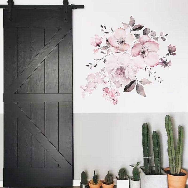 Removable Wall Stickers Watercolour Dusty Pink Flowers and Leaves for Home Decor - view 4