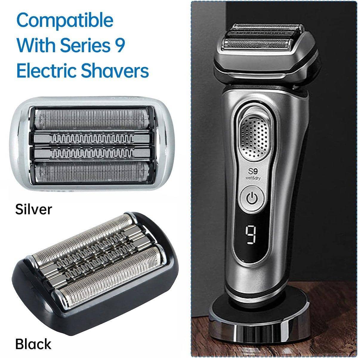 Replacement Head Mesh Cover for Series 9 Electric Shavers - Silver - view 2