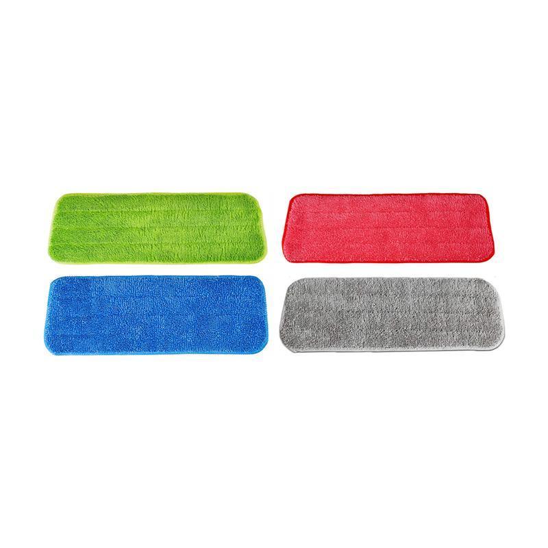 Replacement Microfibre Flat Mop Head Pads - Green, Blue, Red and Grey, Set of 4