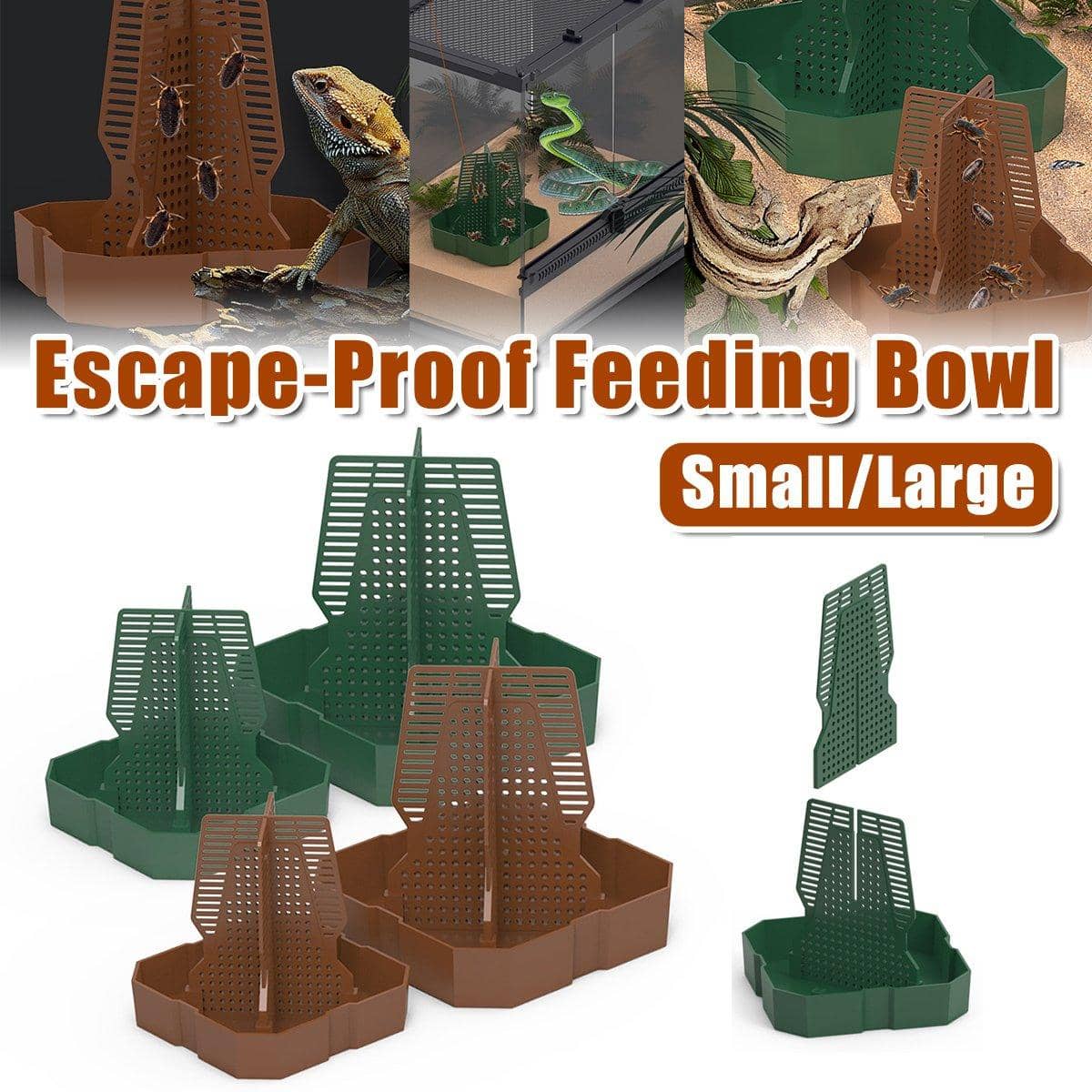 Reptile Anti-Escape Feeding Basin - Brown, Small (11.2 x 11.2 x 11.9 cm) - view 2